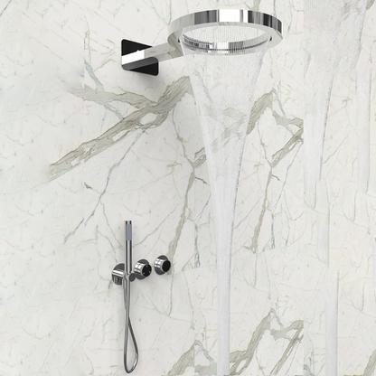 Thermostatische Inbouw Regendoucheset – Marino – Waterval & Staafhanddouche - Digitale Regeling – Chrome