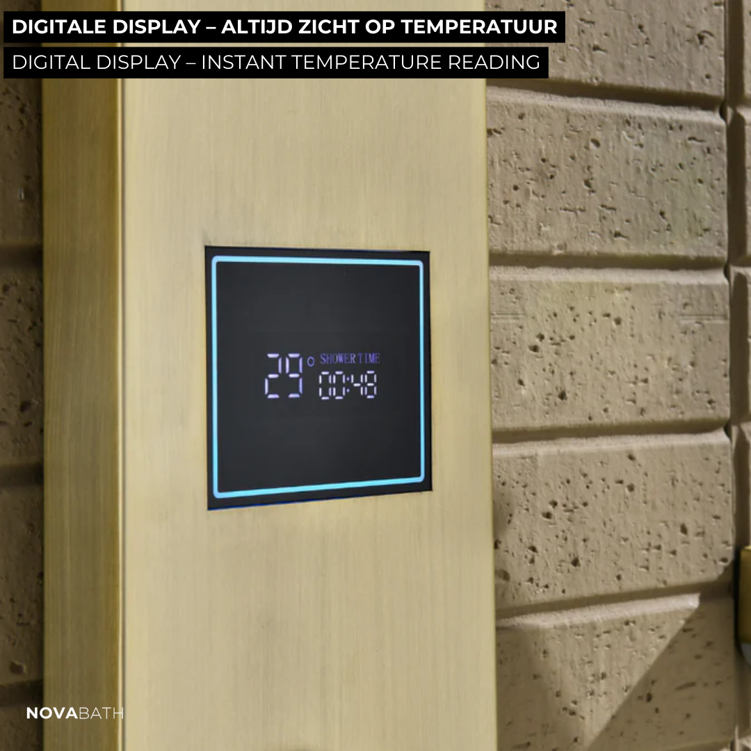 Douchepaneel Elena - LED - Digitaal display - Brushed gold