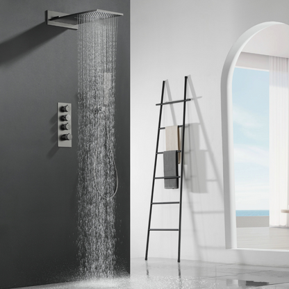 Thermostatische Inbouw Regendoucheset Isabella - Waterval - Gunmetal grey