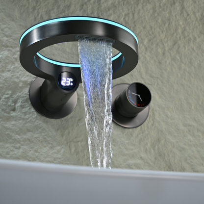 Inbouw wastafelkraan Francis - Digitaal display - LED - Gunmetal grey