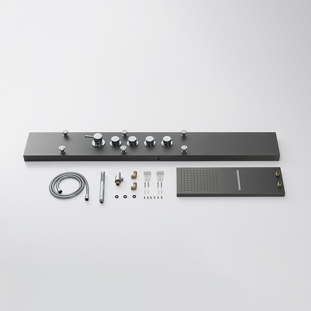 Douchepaneel – Manuel – Waterval – Massagejets – Gunmetal grey, chrome