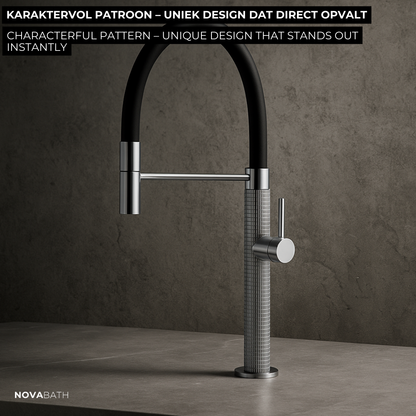 Semi-professionele Keukenkraan Angelica – Uittrekbare Uitloop – Gunmetal Grey