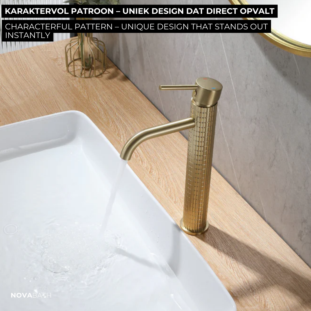 Hoge wastafelkraan Angelica - Brushed gold