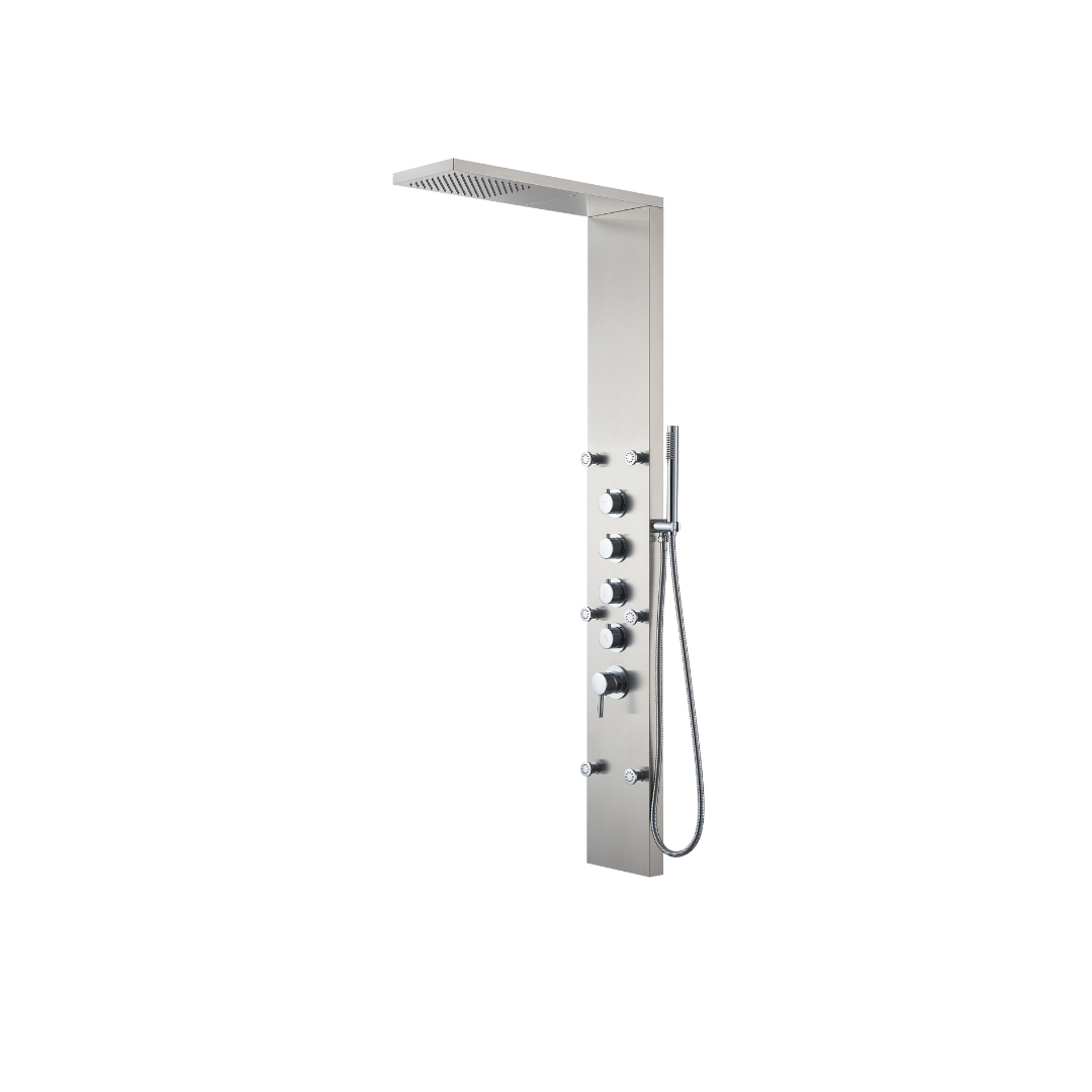 Douchepaneel – Manuel – Waterval – Massagejets – Brushed nickel