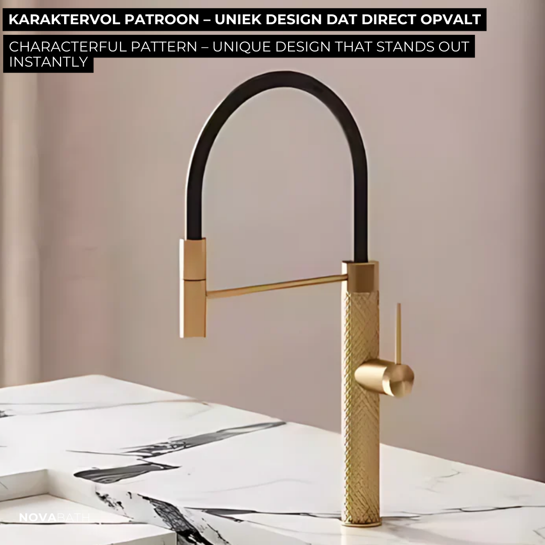Semi-professionele Keukenkraan Angelica – Uittrekbare Uitloop – Brushed gold