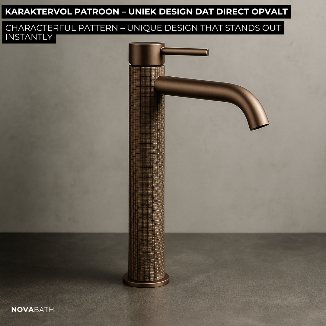 Hoge wastafelkraan Angelica - Brushed rose gold