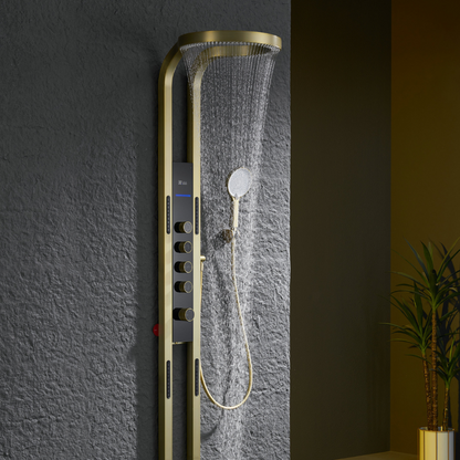 Thermostatisch Douchepaneel Marcelo – Digitale Display - Brushed gold