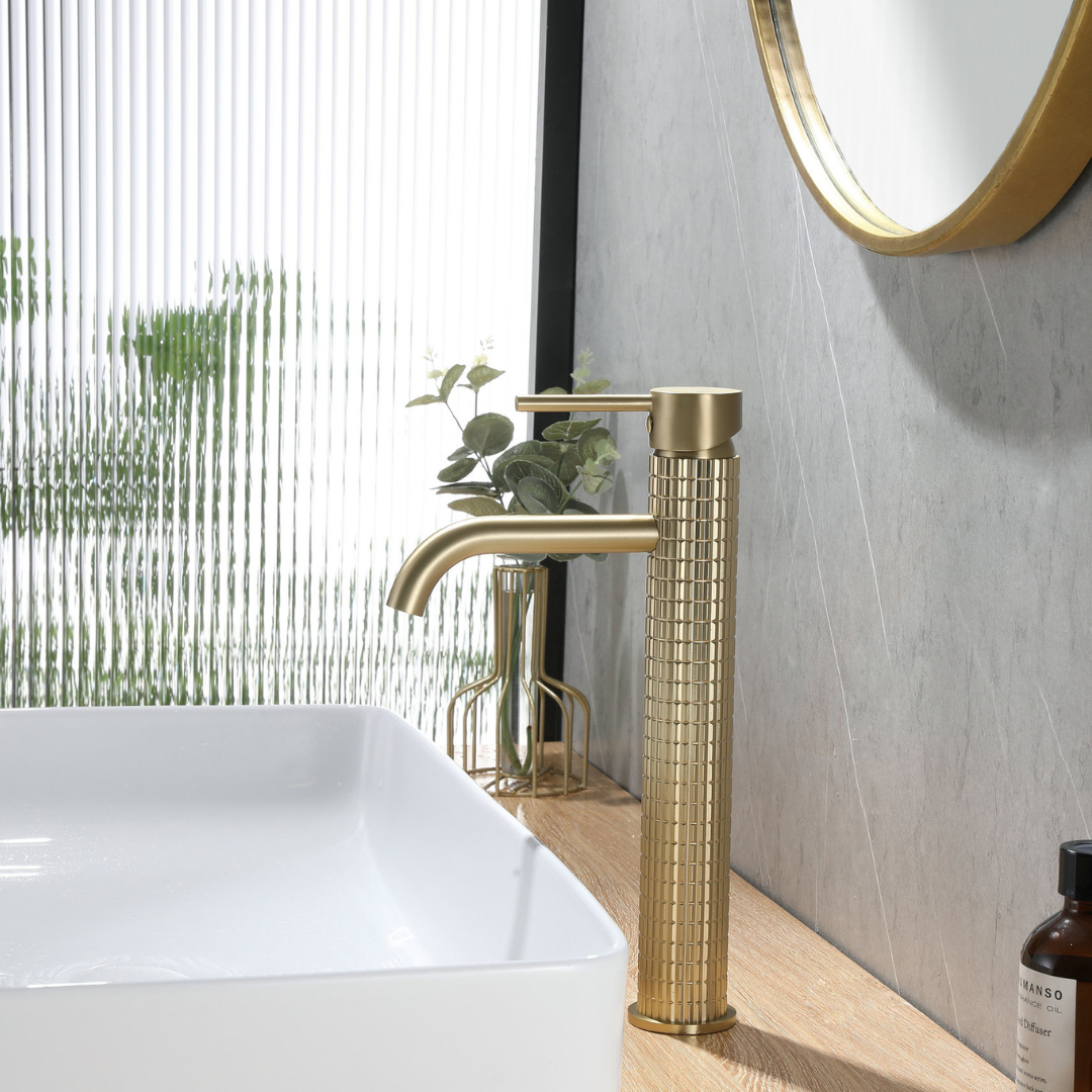 Hoge wastafelkraan Angelica - Brushed gold