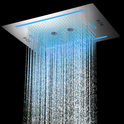 5-in-1 Thermostatische Inbouw Regendoucheset Valerie – Bluetooth & Speakers – LED Verlichting – Massagejets - Chrome