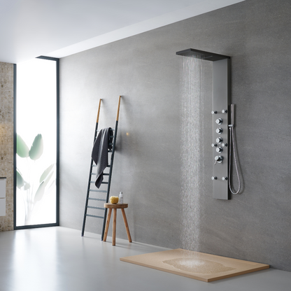 Douchepaneel – Manuel – Waterval – Massagejets – Gunmetal grey, chrome