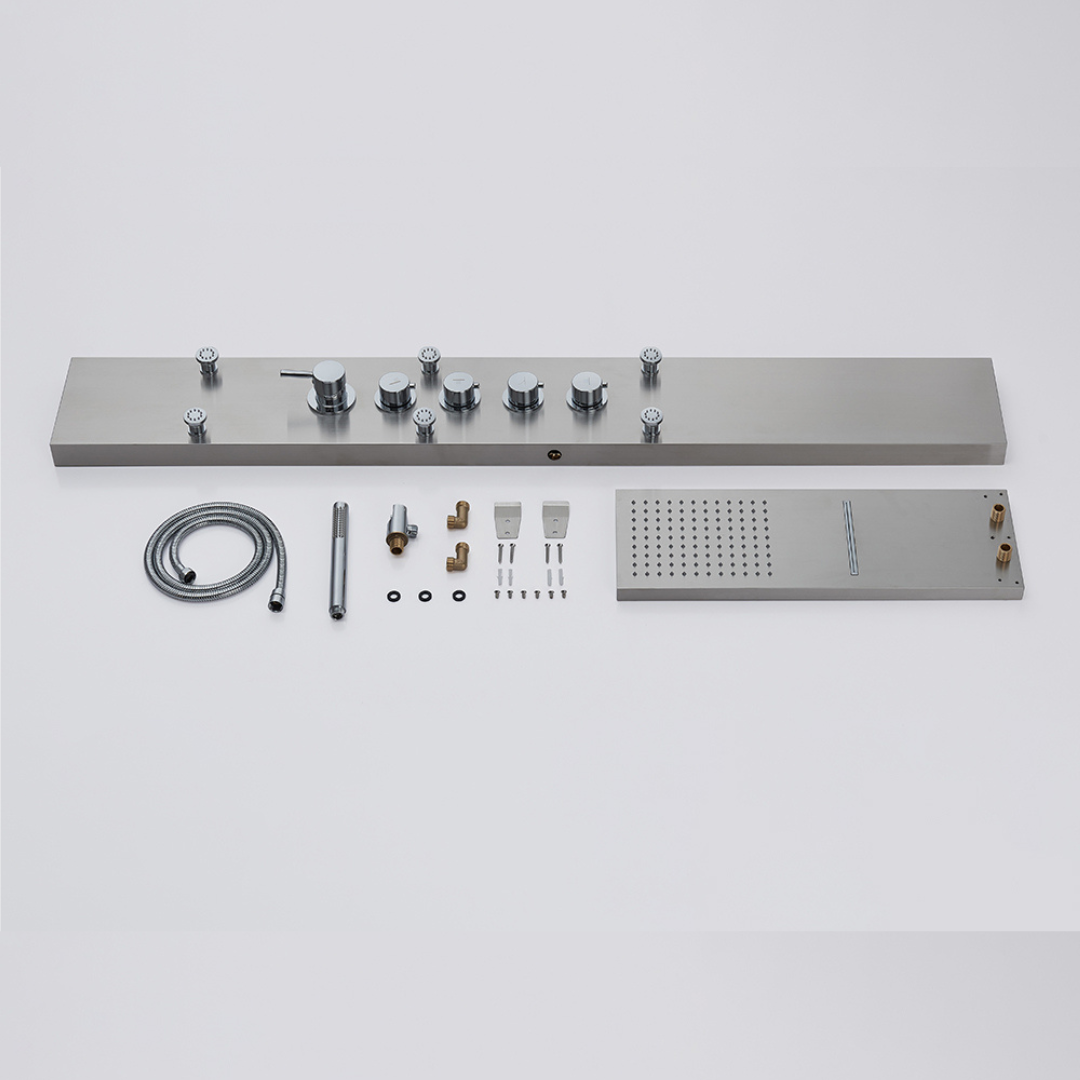 Douchepaneel – Manuel – Waterval – Massagejets – Brushed nickel