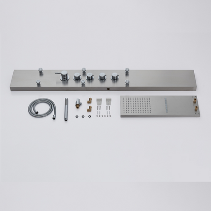Douchepaneel – Manuel – Waterval – Massagejets – Brushed nickel