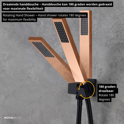 3-in-1 Inbouw Regendoucheset Christine - Waterval - Rose goud, Zwart