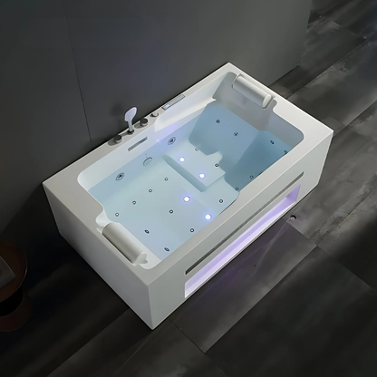 Opbouw Massagebad – Milan – Glans Wit – Bluetooth Speakers - 180x107x60 cm