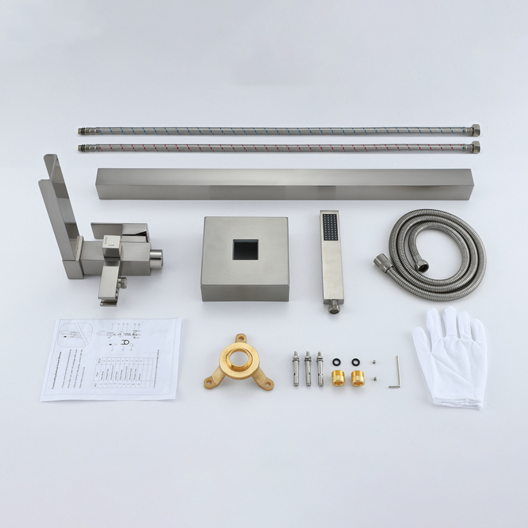 Vrijstaande Badkraan Lisandro – Watervaluitloop – Brushed nickel