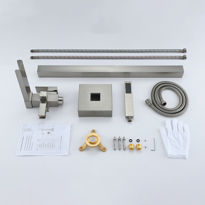 Vrijstaande Badkraan Lisandro – Watervaluitloop – Brushed nickel