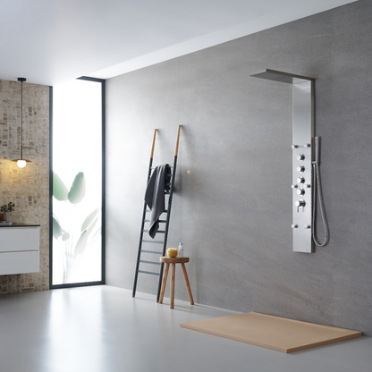 Douchepaneel – Manuel – Waterval – Massagejets – Brushed nickel