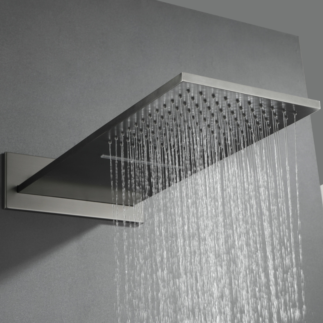 Thermostatische Inbouw Regendoucheset Isabella - Waterval - Gunmetal grey