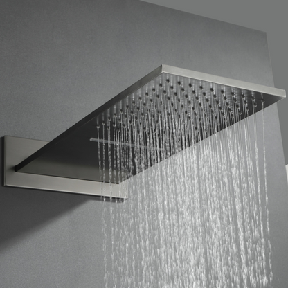 Thermostatische Inbouw Regendoucheset Isabella - Waterval - Gunmetal grey