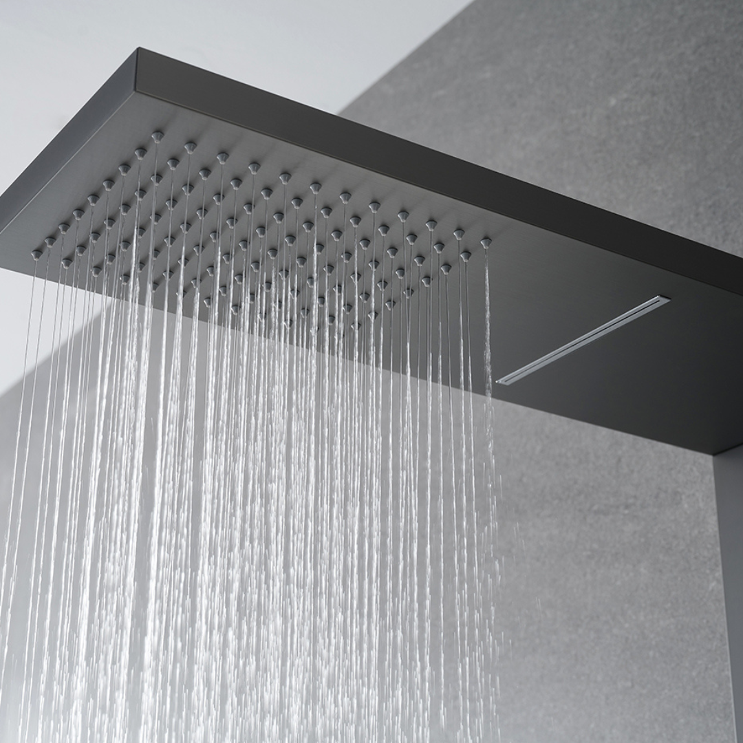 Douchepaneel – Manuel – Waterval – Massagejets – Gunmetal grey, chrome
