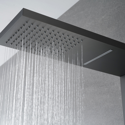 Douchepaneel – Manuel – Waterval – Massagejets – Gunmetal grey, chrome