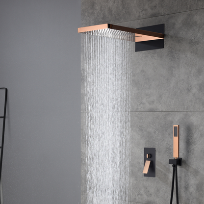 3-in-1 Inbouw Regendoucheset Christine - Waterval - Rose goud, Zwart