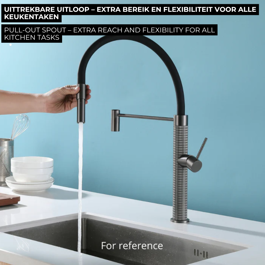 Semi-professionele Keukenkraan Angelica – Uittrekbare Uitloop – Brushed gold