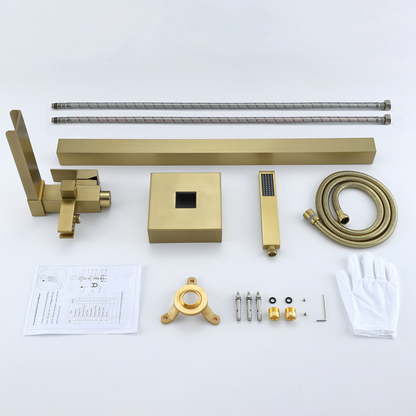 Vrijstaande Badkraan Lisandro – Watervaluitloop – Brushed Gold