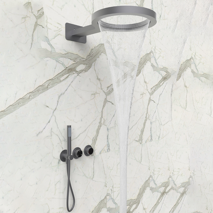 Thermostatische Inbouw Regendoucheset – Marino – Waterval & Staafhanddouche - Digitale Regeling – Gunmetal Grey