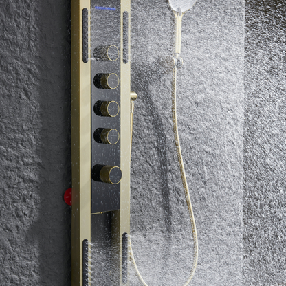 Thermostatisch Douchepaneel Marcelo – Digitale Display - Brushed gold
