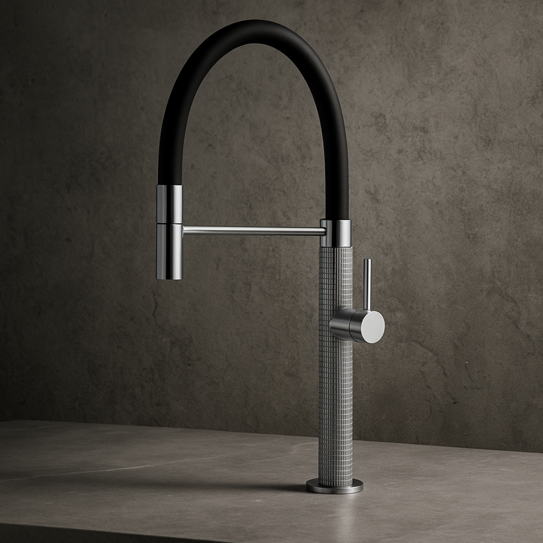 Semi-professionele Keukenkraan Angelica – Uittrekbare Uitloop – Gunmetal Grey