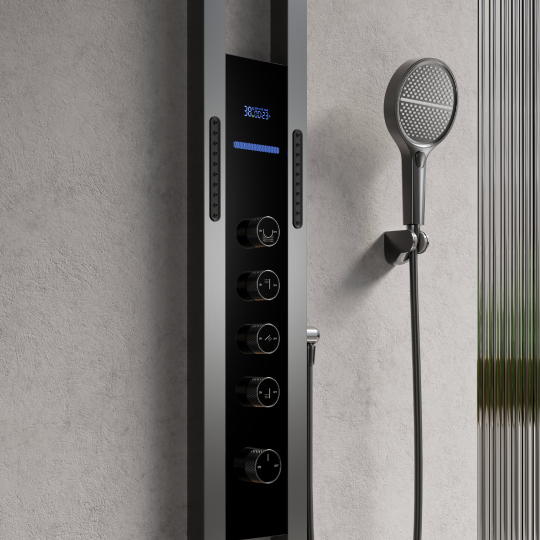 Thermostatisch Douchepaneel Marcelo – Digitale Display - Matte black