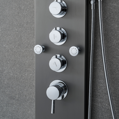 Douchepaneel – Manuel – Waterval – Massagejets – Gunmetal grey, chrome