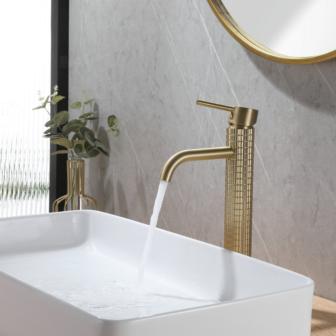 Hoge wastafelkraan Angelica - Brushed gold