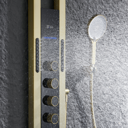 Thermostatisch Douchepaneel Marcelo – Digitale Display - Brushed gold