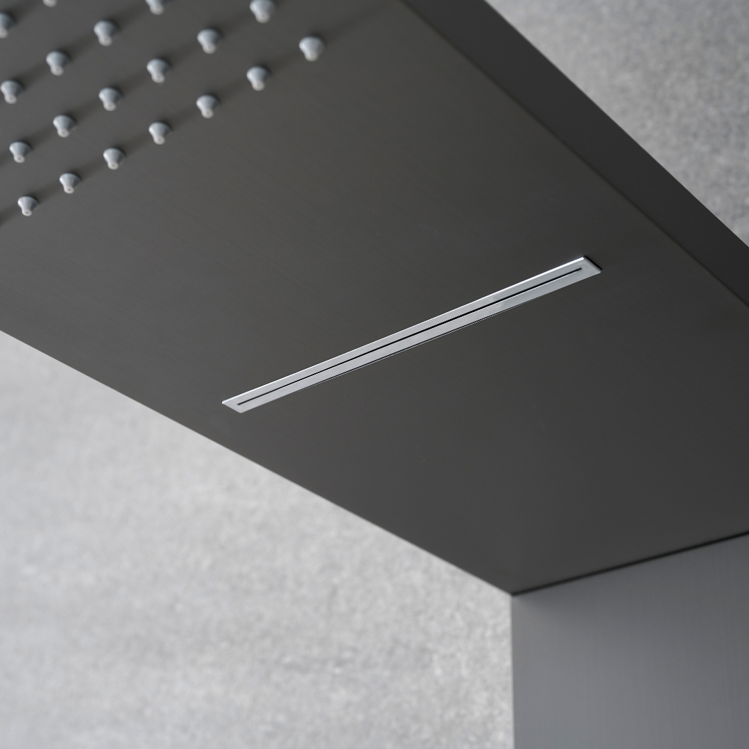 Douchepaneel – Manuel – Waterval – Massagejets – Gunmetal grey, chrome