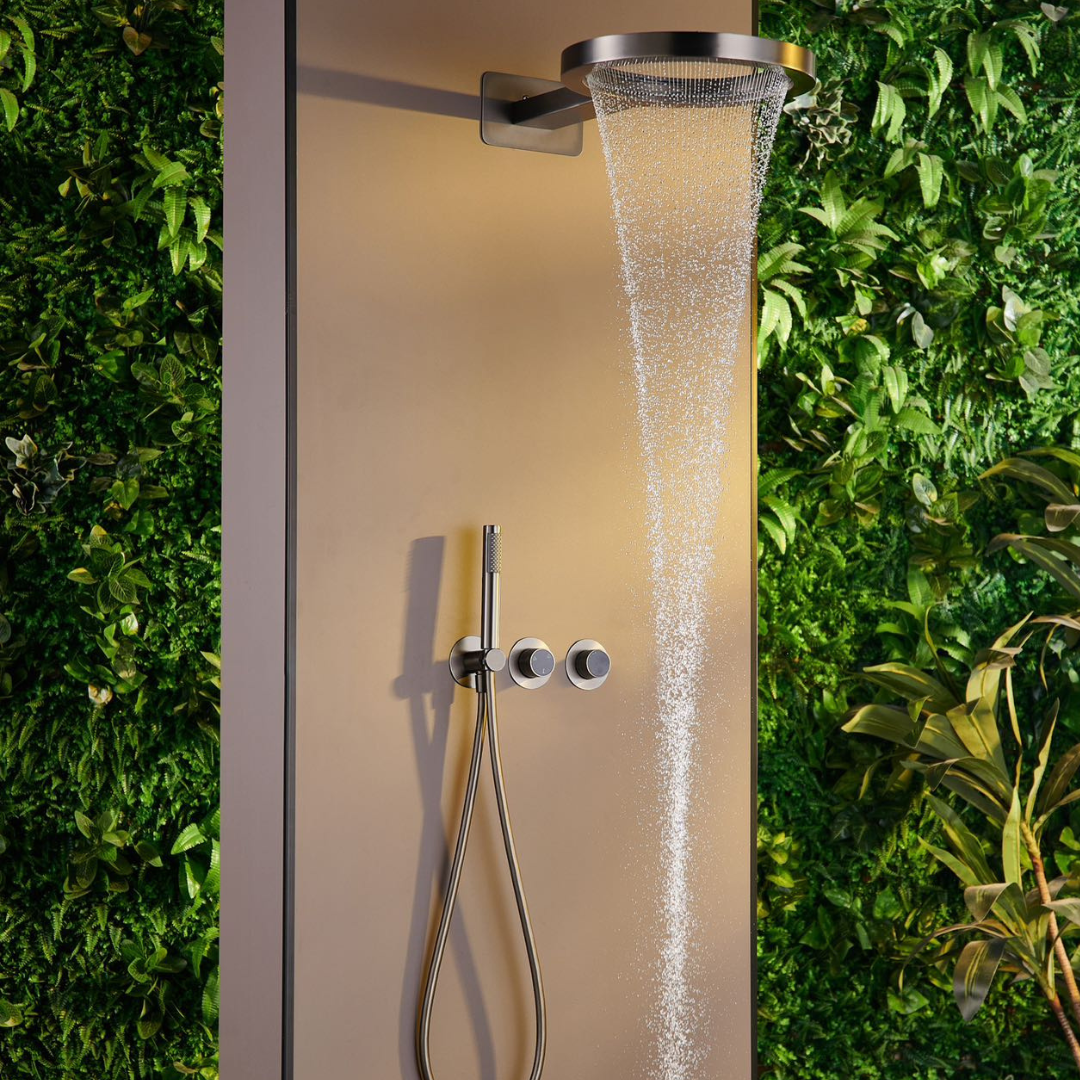 Thermostatische Inbouw Regendoucheset – Marino – Waterval & Staafhanddouche - Digitale Regeling – Gunmetal Grey