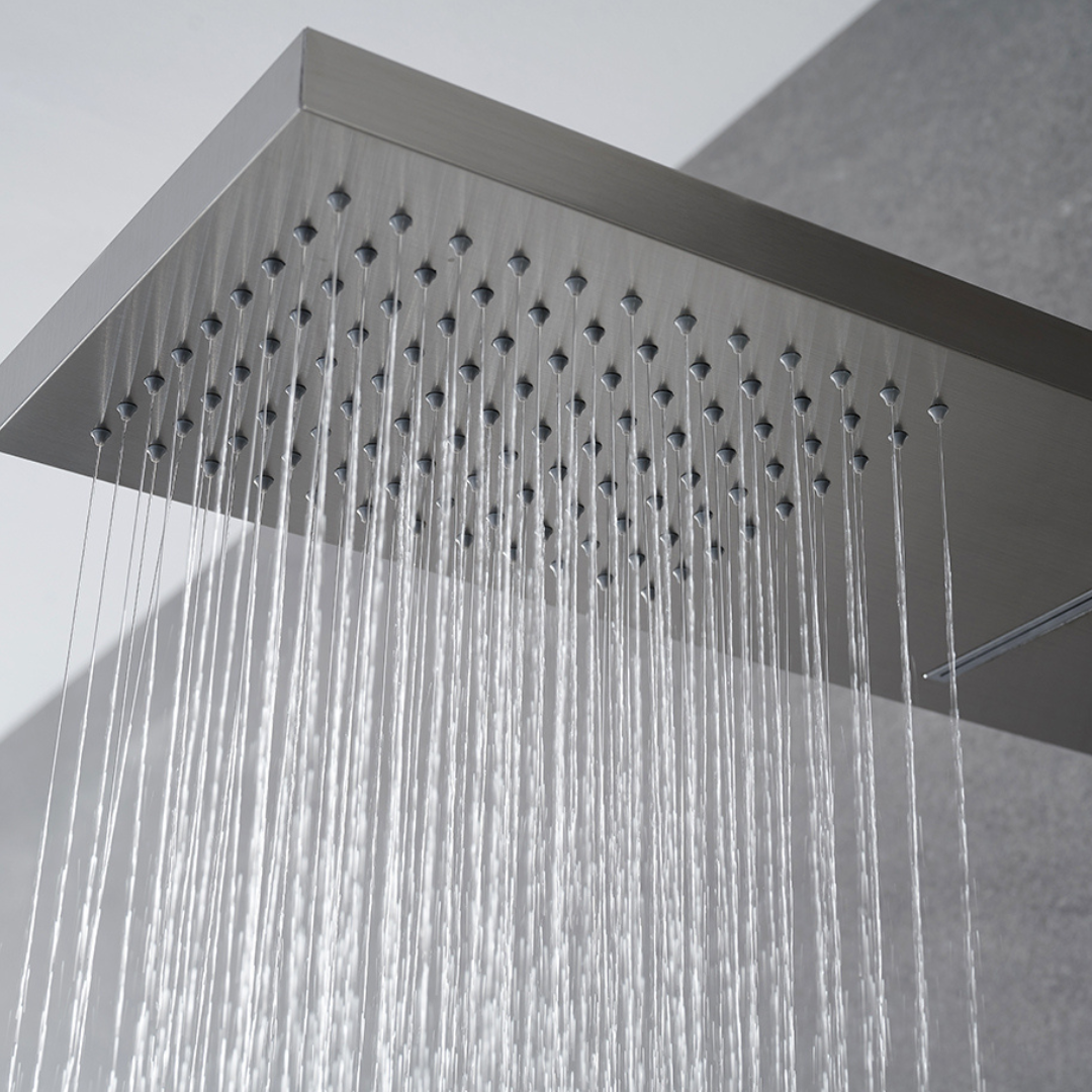 Douchepaneel – Manuel – Waterval – Massagejets – Brushed nickel